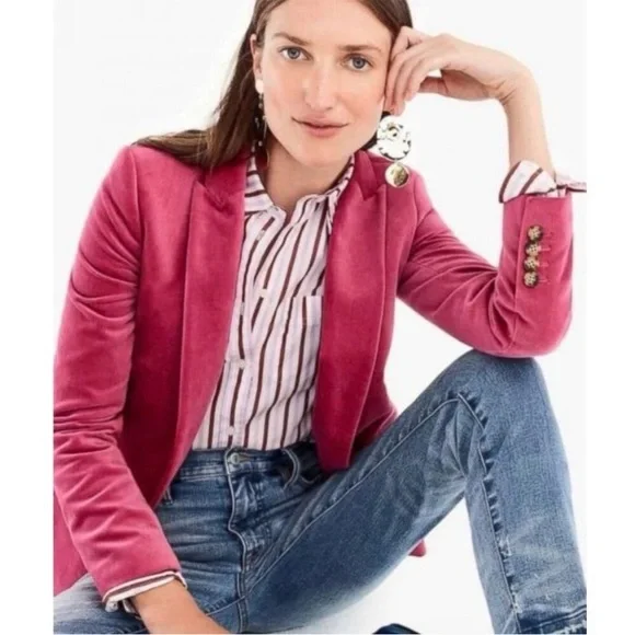 J Crew Pink Velvet Parke Blazer - Picture 3 of 13